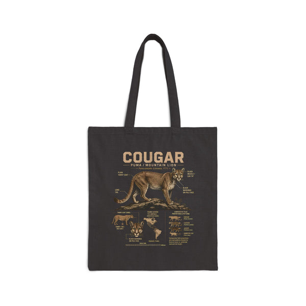 Cougar Anatomy Canvas Tote Bag — Wildlife Illustration Eco Shopper
