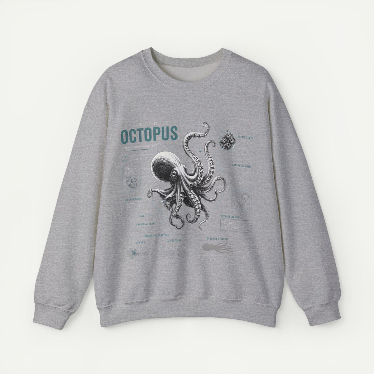 Octopus Anatomy Sweatshirt — Vintage Marine Biology Graphic