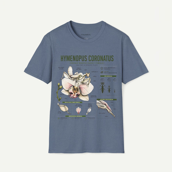 Mantis Anatomy Tee — Hymenopus Coronatus Orchid Mantis Illustration