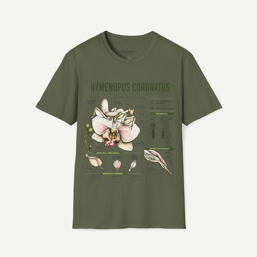 Mantis Anatomy Tee — Hymenopus Coronatus Orchid Mantis Illustration