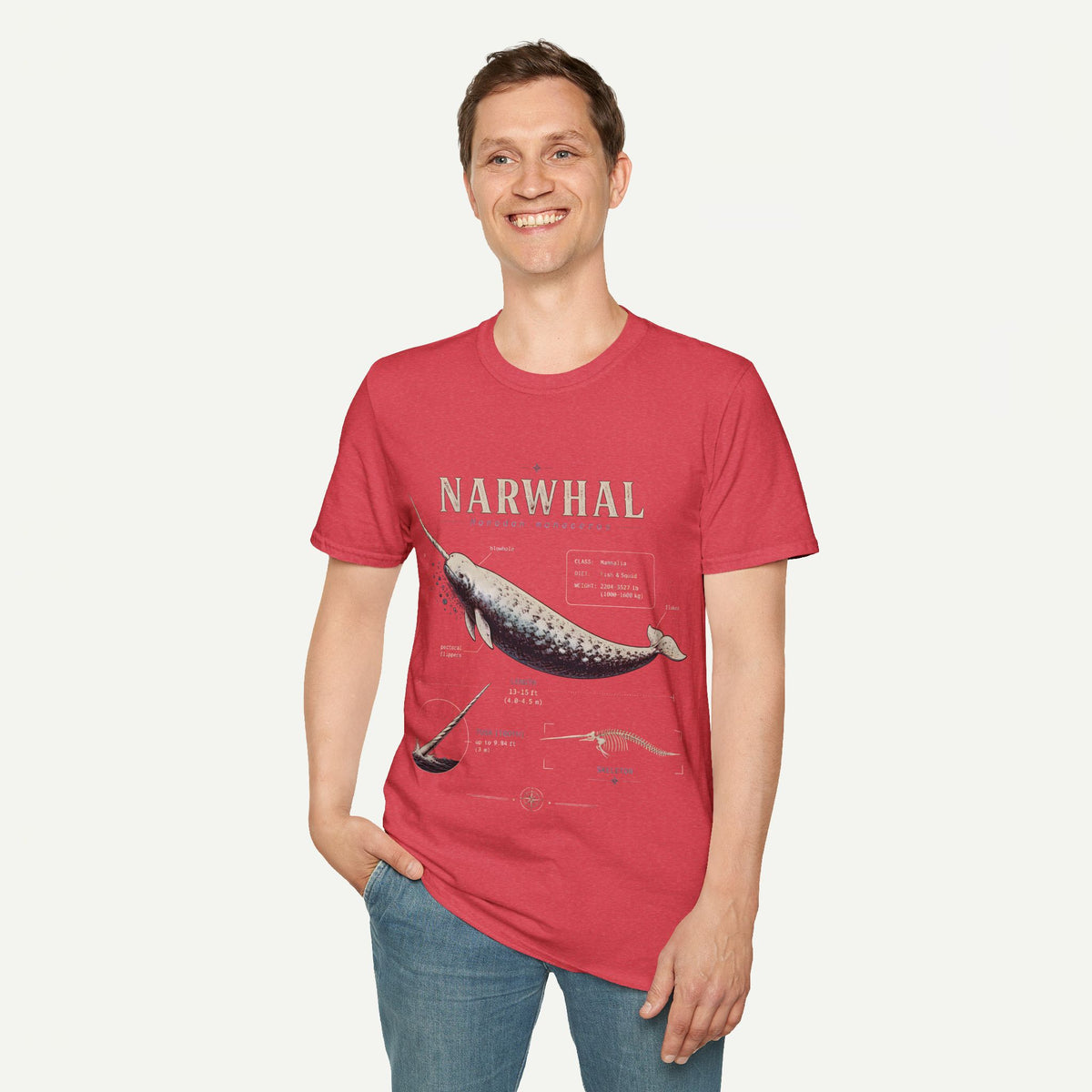 Narwhal Anatomy Diagram T-Shirt — Vintage Marine Mammal Graphic Tee