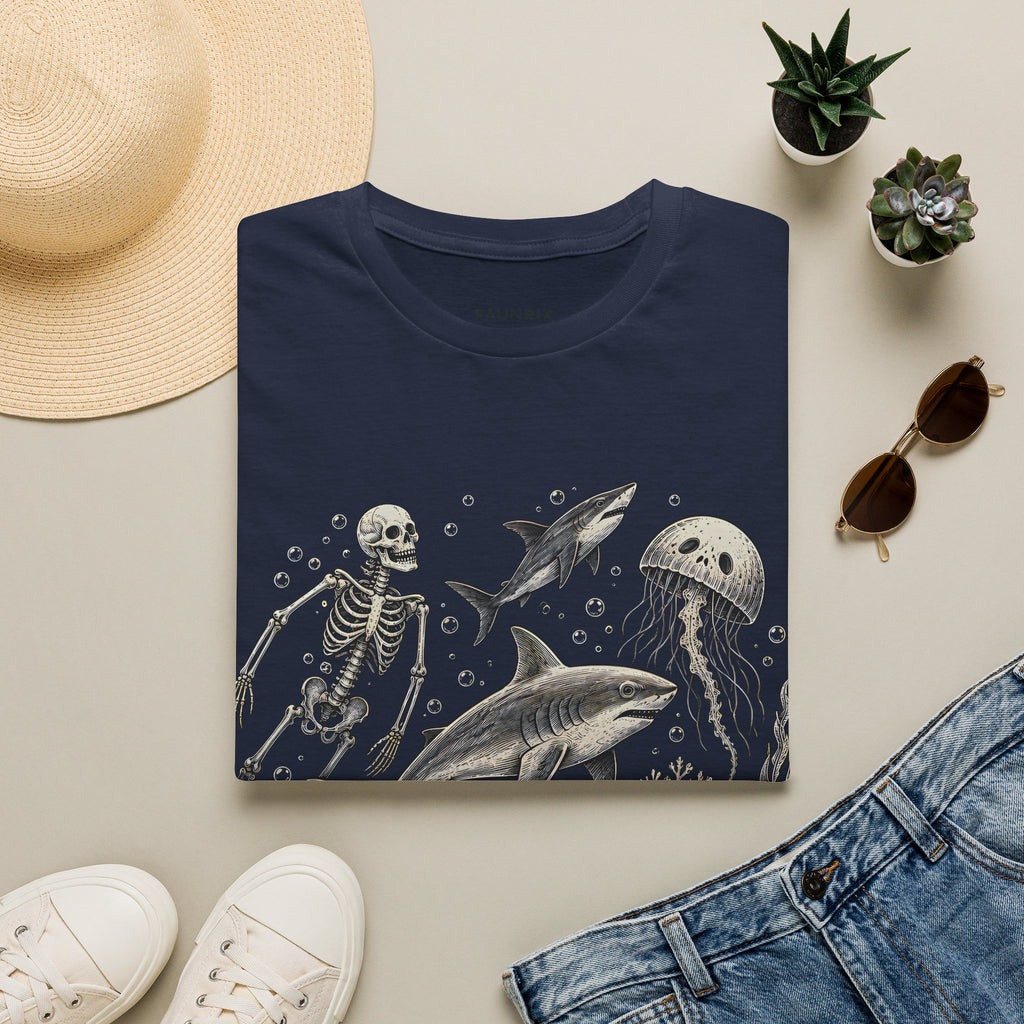Ocean Skeleton Tee — "Lost in the Deep" Shark & Jellyfish Graphic Shirt