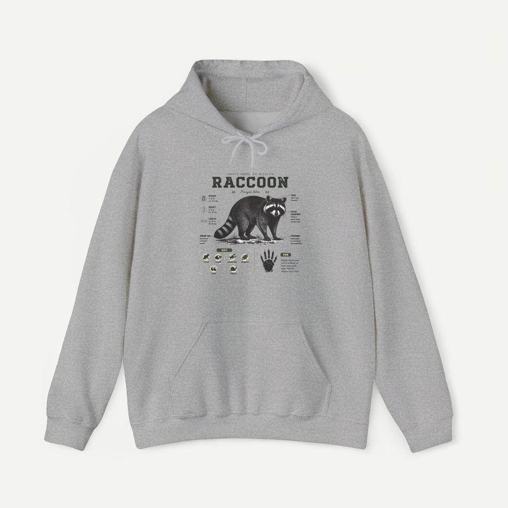 Raccoon Anatomy Hoodie — Vintage Wildlife Illustration Sweatshirt