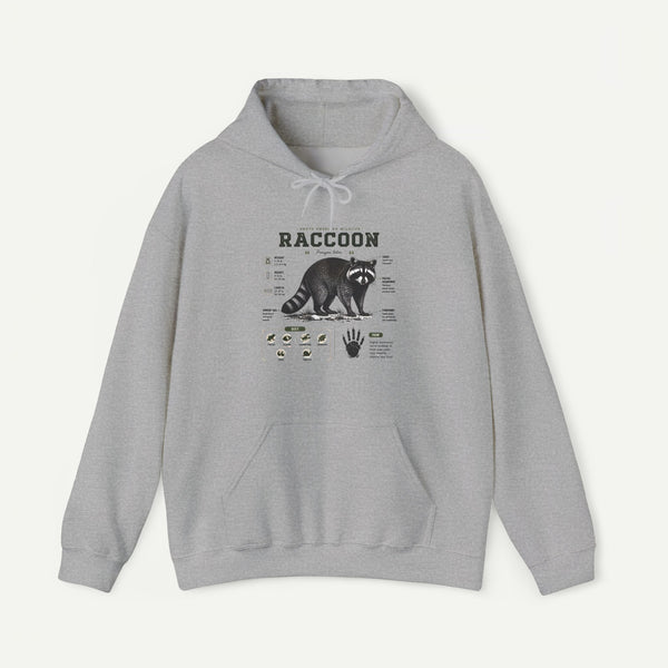 Raccoon Anatomy Hoodie — Vintage Wildlife Illustration Sweatshirt