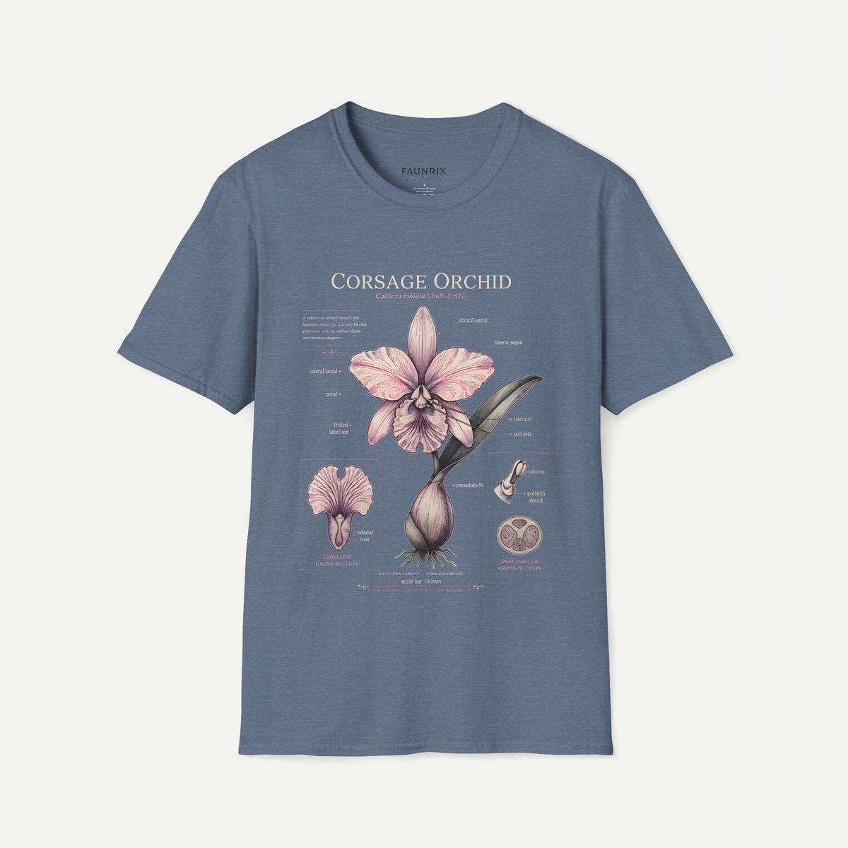 Corsage Orchid T-Shirt — Botanical Floral Diagram Tee