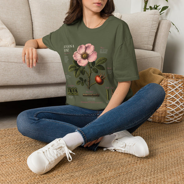 Botanical Rose Anatomy T-Shirt – Vintage Floral Illustration Tee