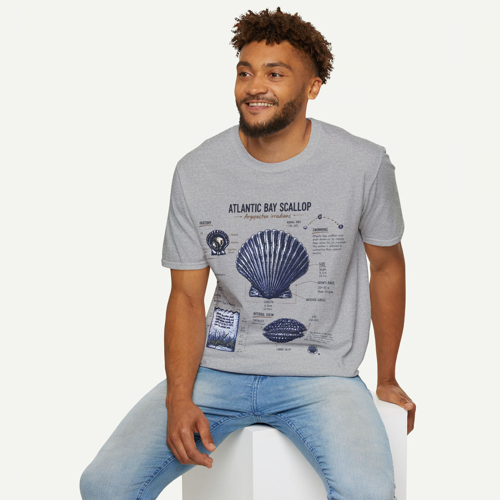 Scallop Shell Anatomy T‑Shirt — Atlantic Bay Scallop Illustration Tee