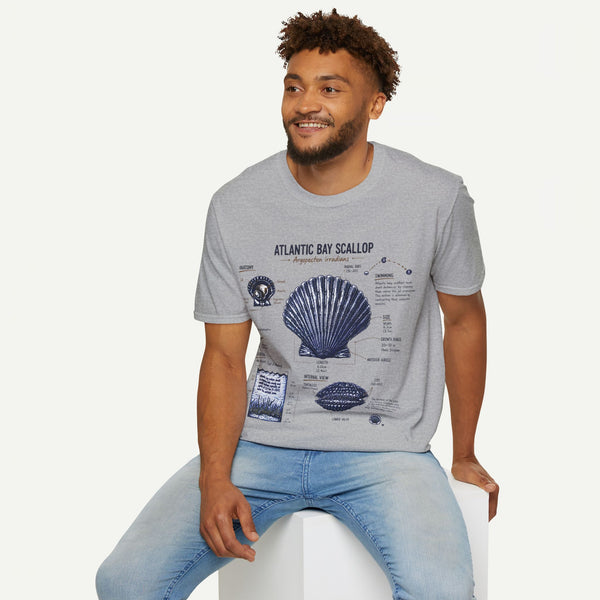 Scallop Shell Anatomy T‑Shirt — Atlantic Bay Scallop Illustration Tee