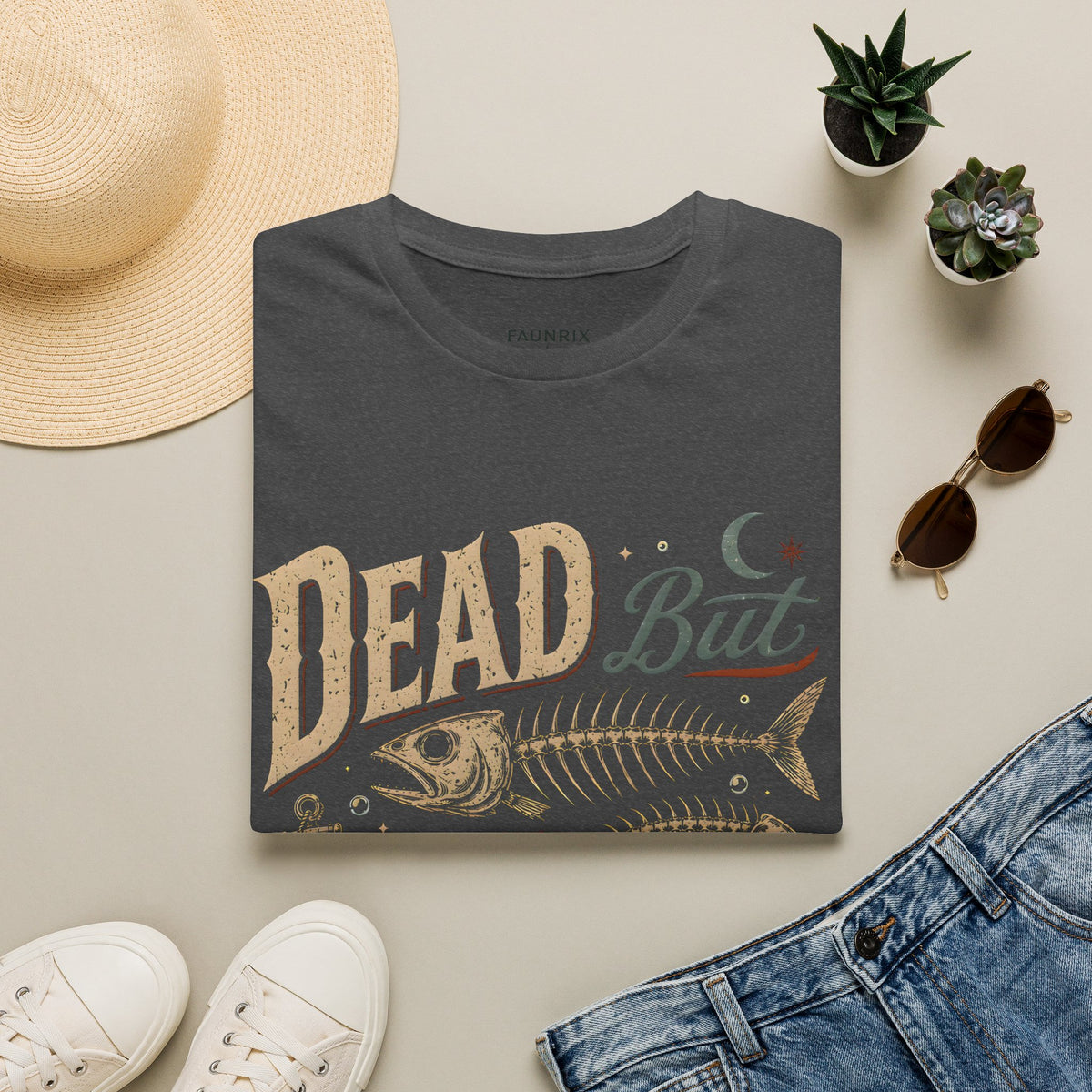 Dead But Still Salty T-Shirt — Vintage Fish Skeleton Nautical Graphic Tee