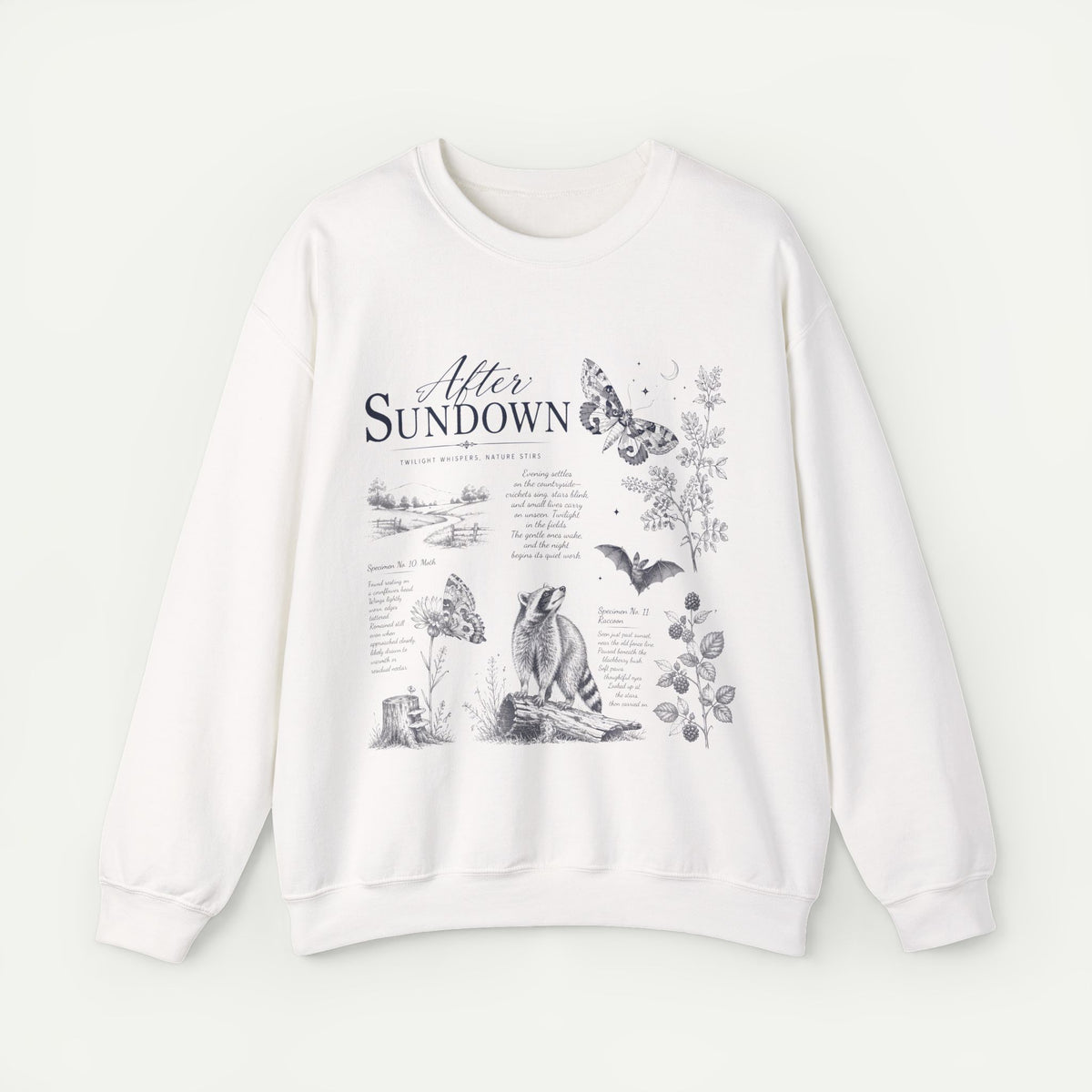 After Sundown Crewneck Sweatshirt — Moonlit Wildlife Graphic Sweatshirt