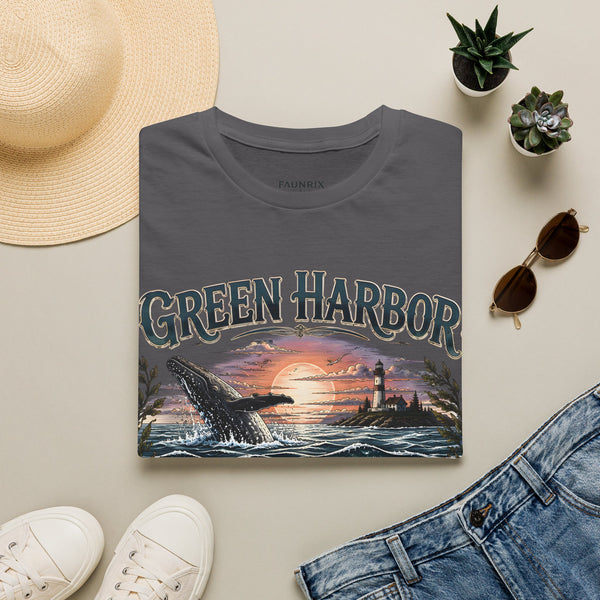 Green Harbor Sunset Whale T-Shirt