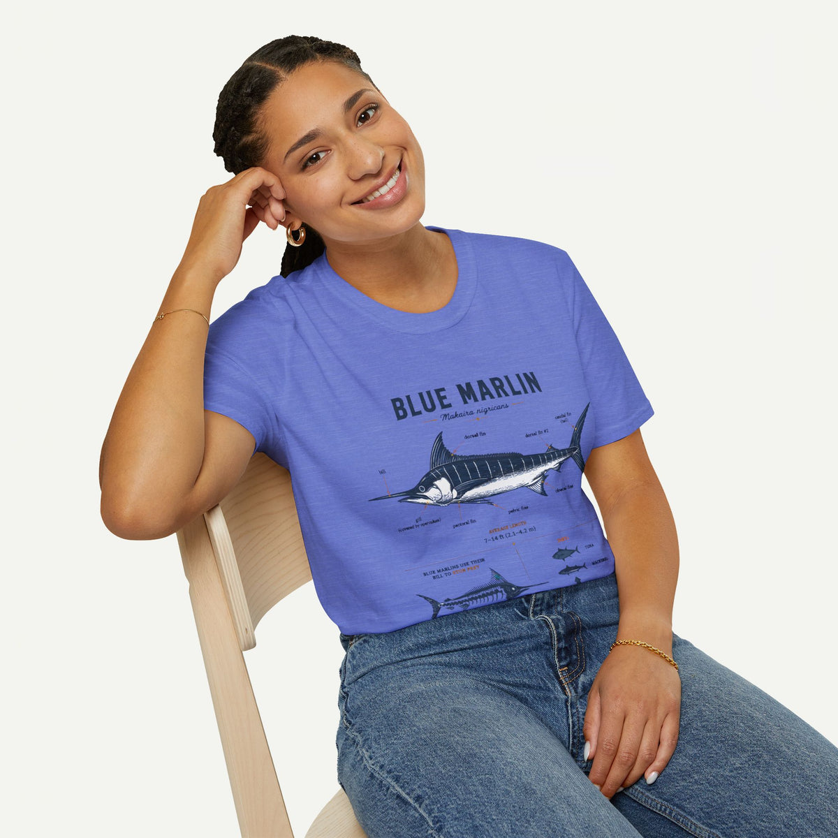 Blue Marlin Anatomy T-Shirt — Vintage Marine Fish Illustration Tee