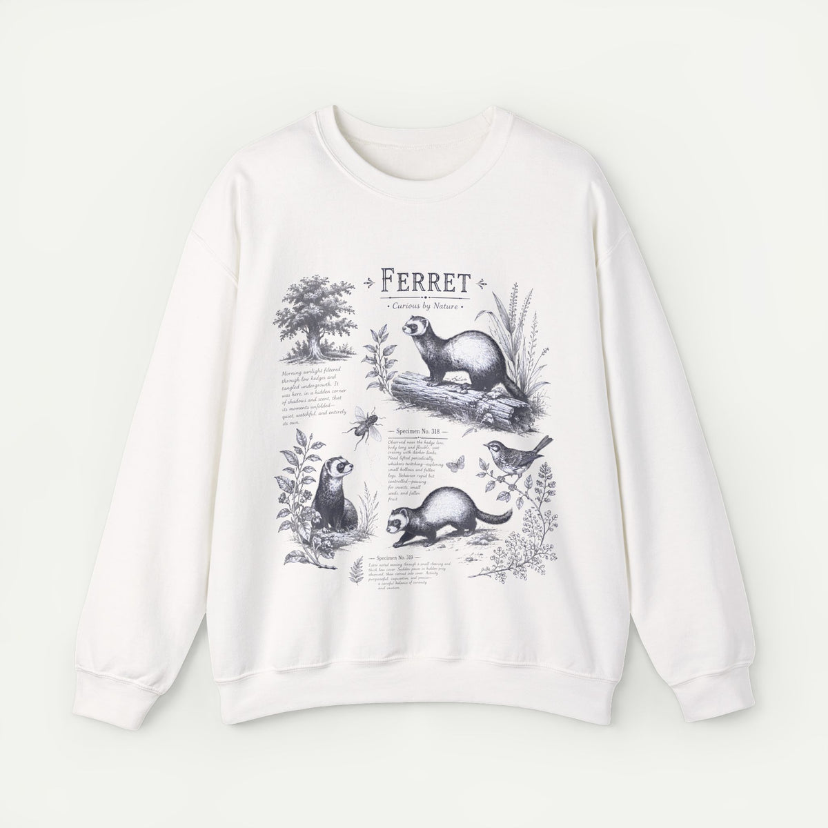 Ferret Anatomy Crewneck Sweatshirt — Vintage Wildlife Graphic