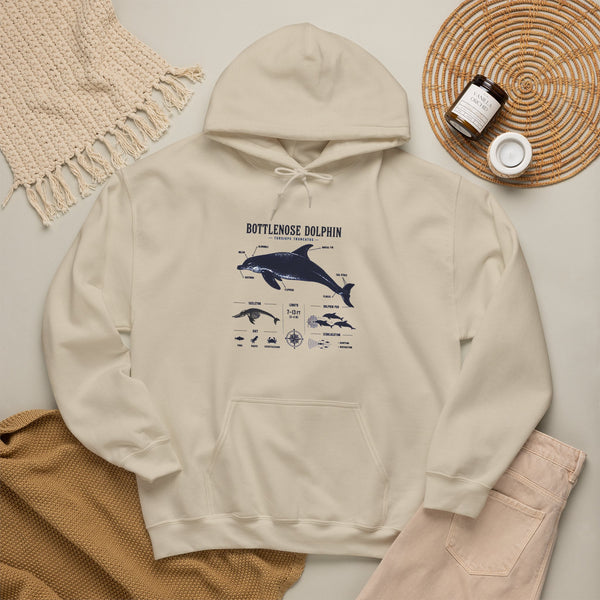 Bottlenose Dolphin Diagram Hoodie – Marine Life Anatomy Sweatshirt
