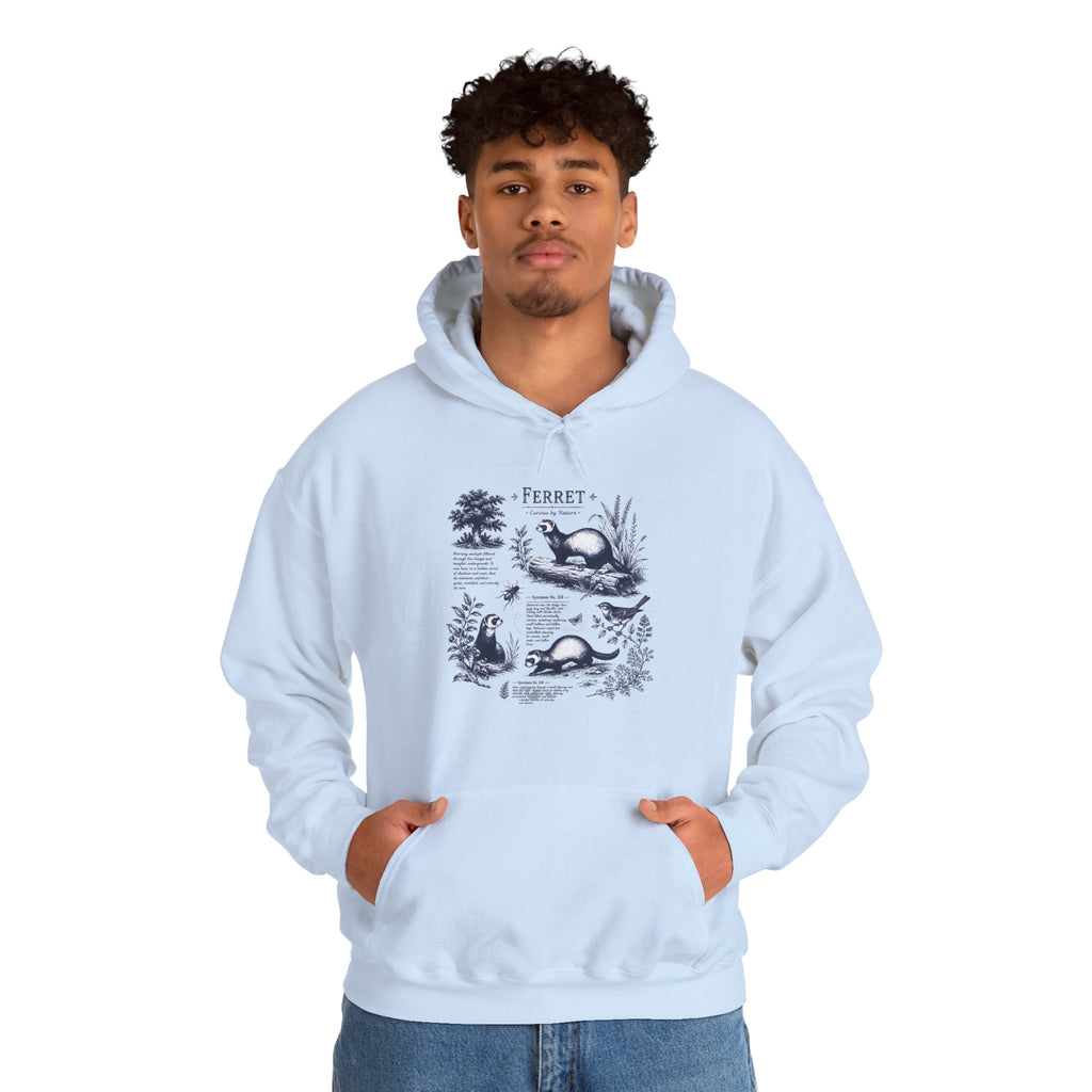 Ferret Vintage Illustration Hoodie — Retro Wildlife Graphic Sweatshirt