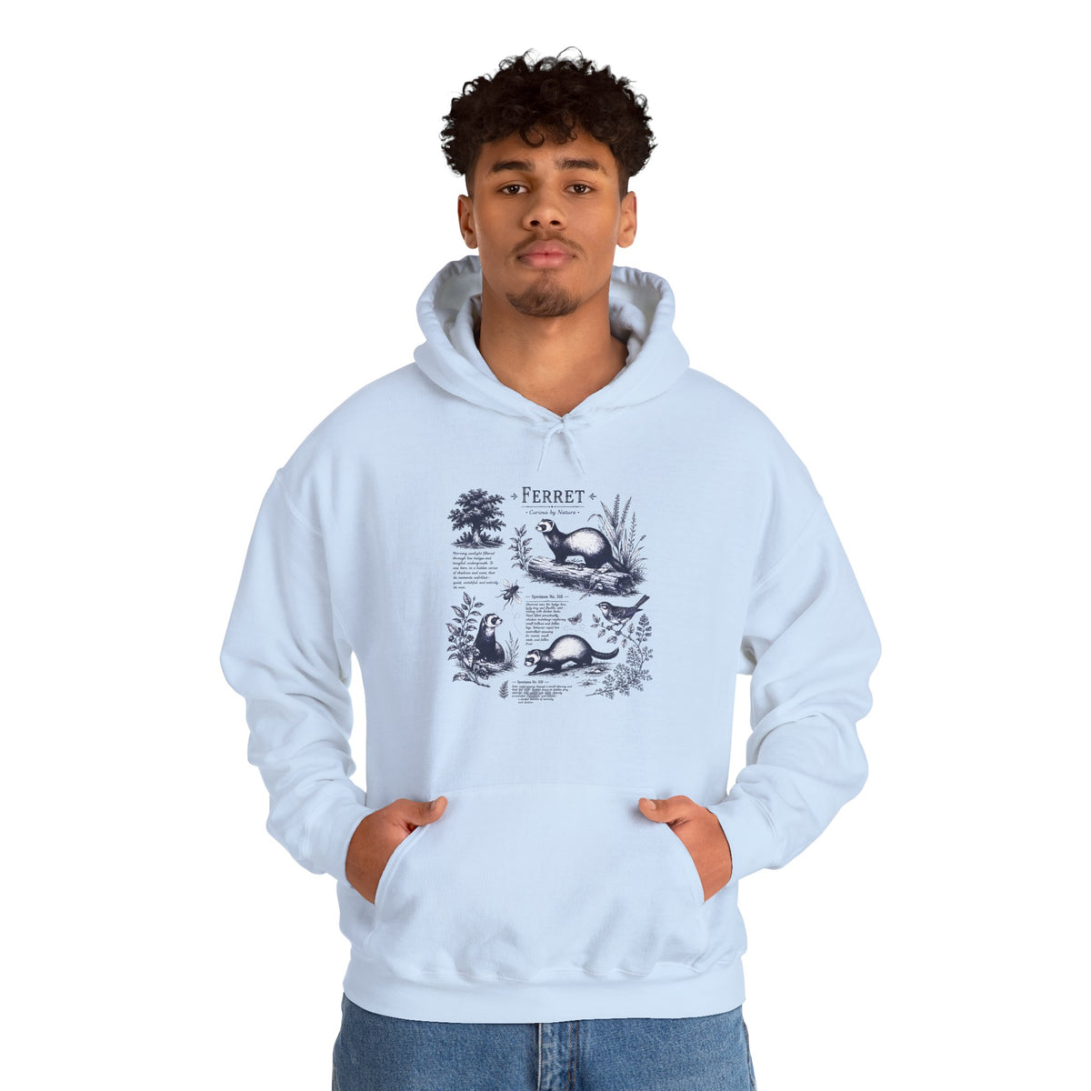 Ferret Vintage Illustration Hoodie — Retro Wildlife Graphic Sweatshirt