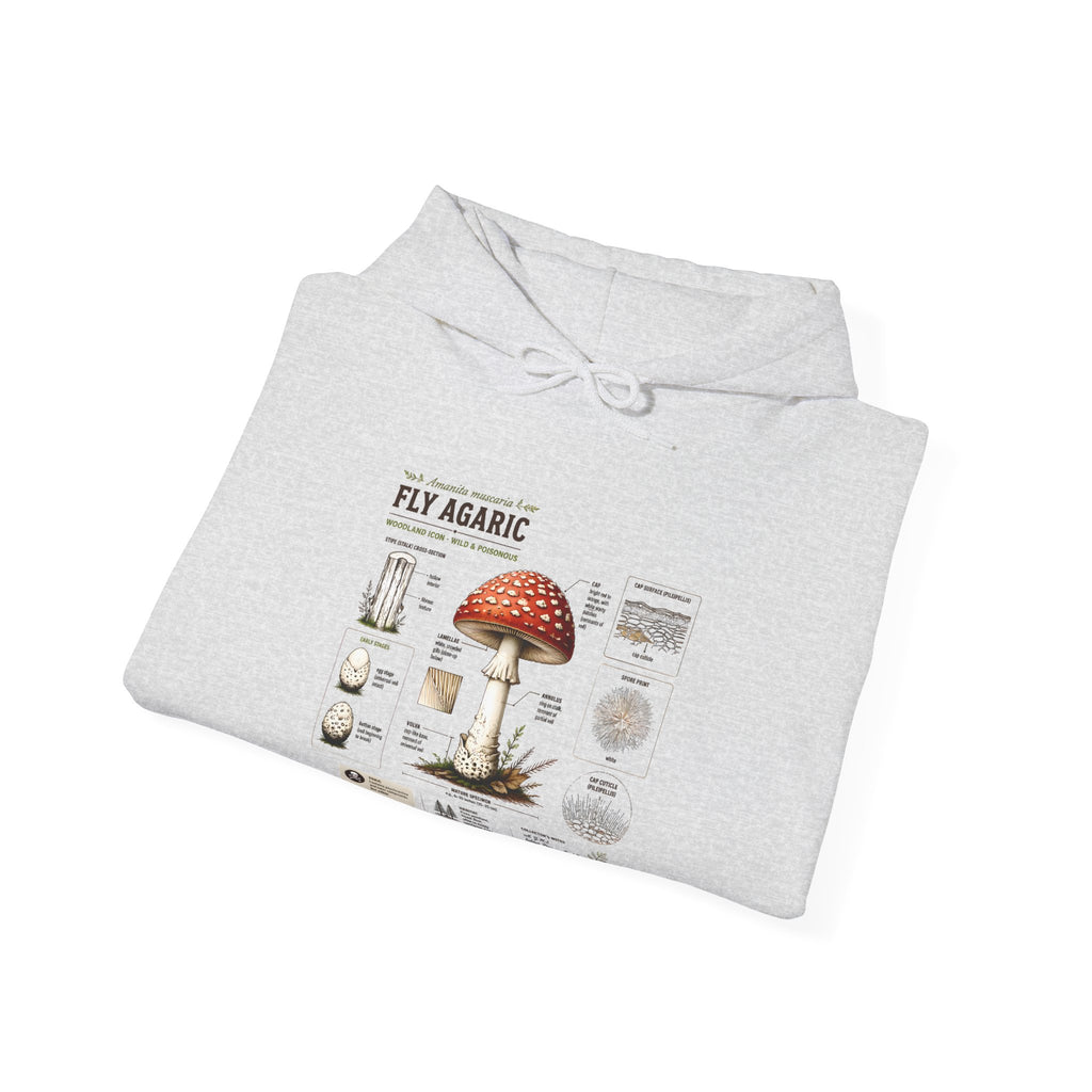 Fly Agaric Mushroom Hoodie – Vintage Mycology Diagram Sweatshirt