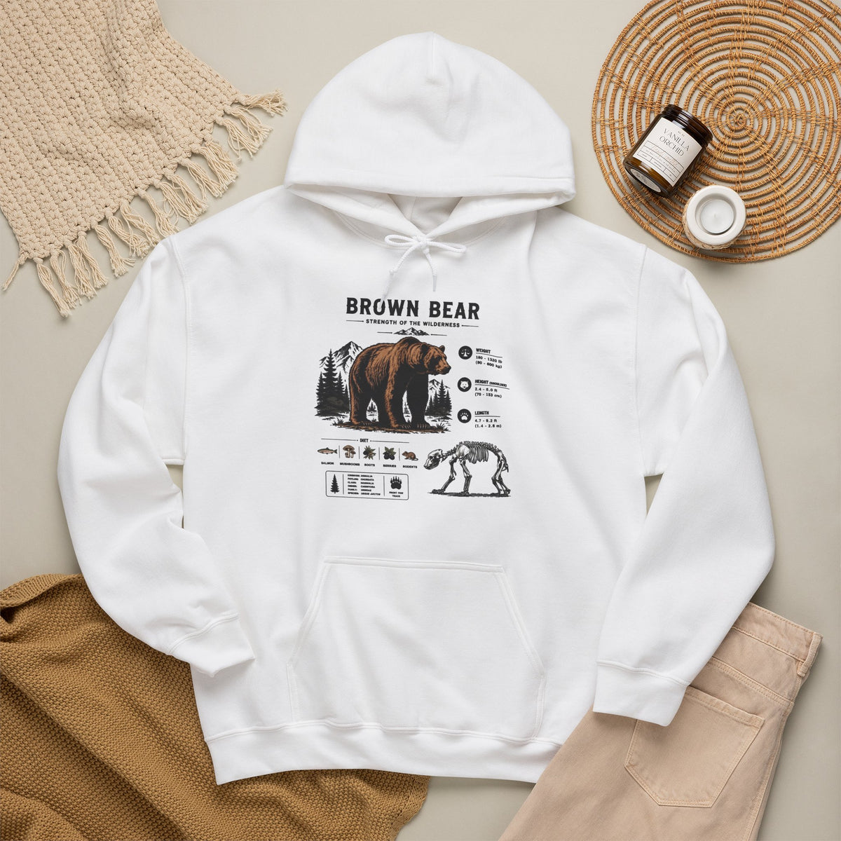 Brown Bear Anatomy Hoodie — Vintage Wildlife Graphic Sweatshirt