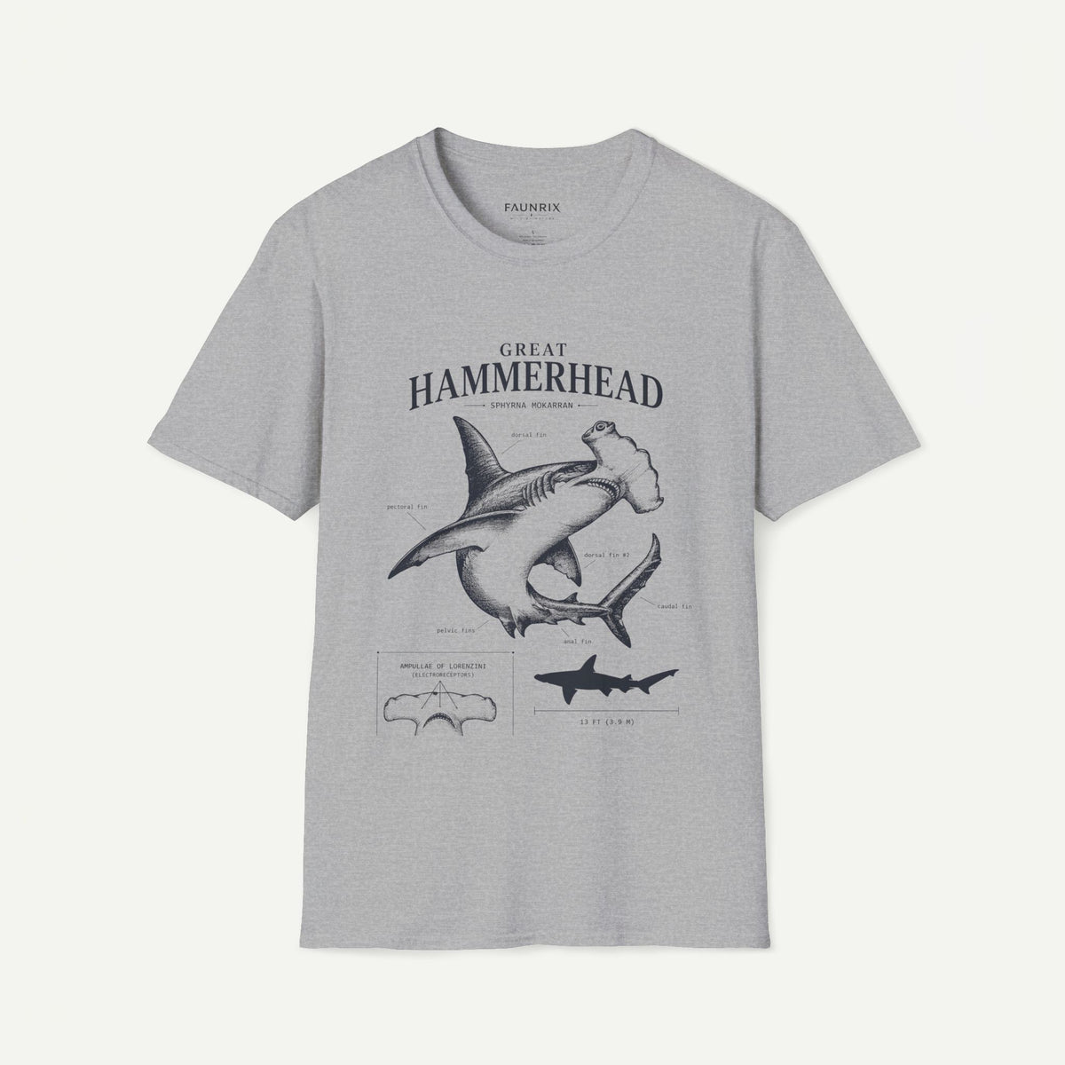 Hammerhead Shark Anatomy Tee — Vintage Great Hammerhead Graphic T-Shirt