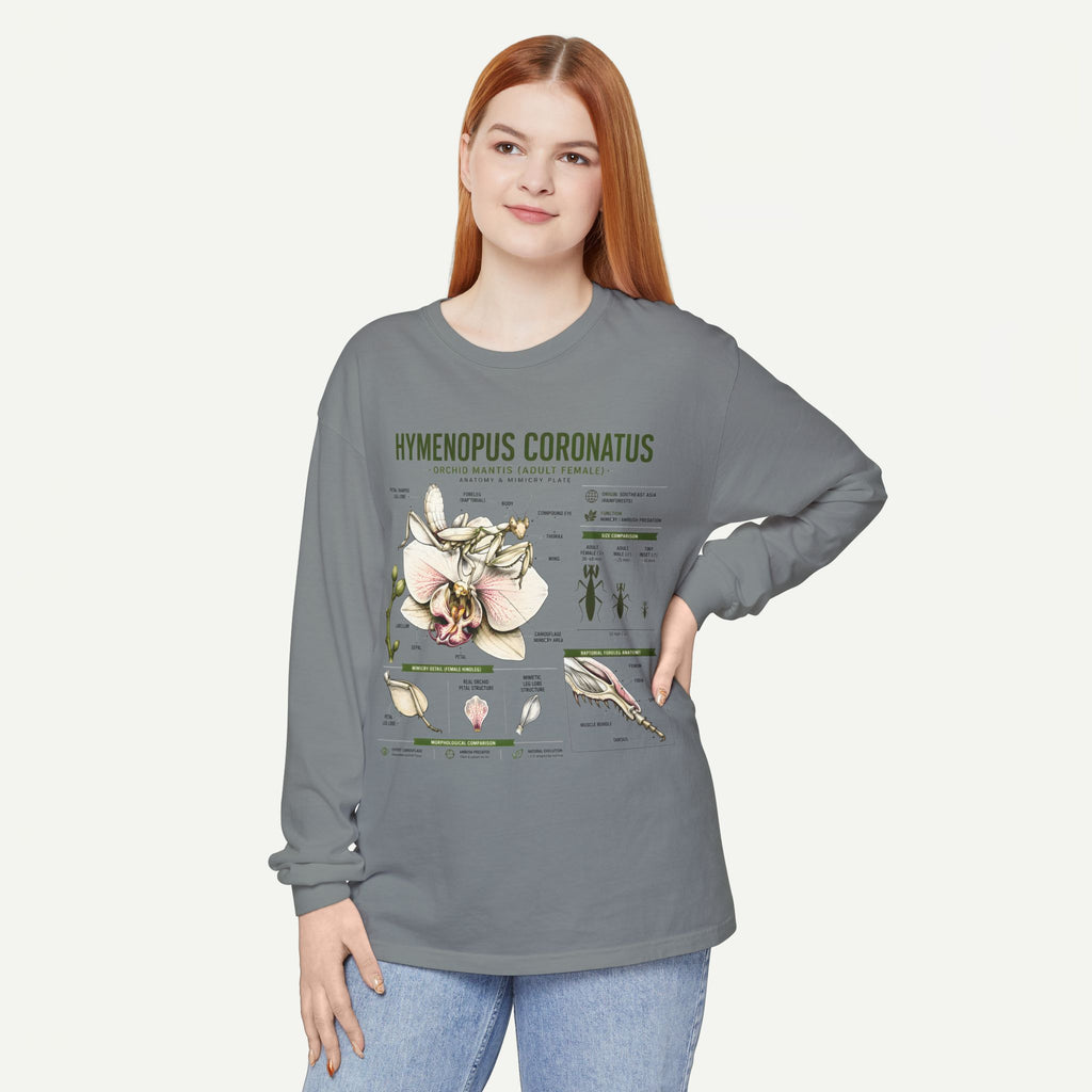Hymenopus Coronatus Orchid Mantis Illustration Long Sleeve Tee