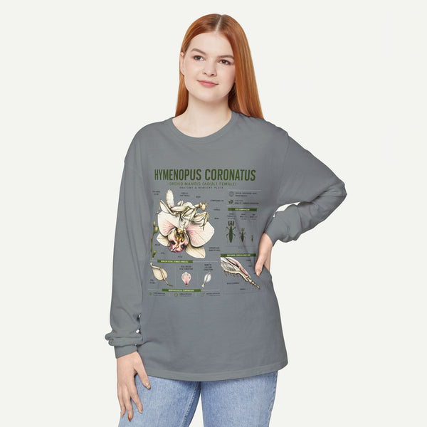 Hymenopus Coronatus Orchid Mantis Illustration Long Sleeve Tee