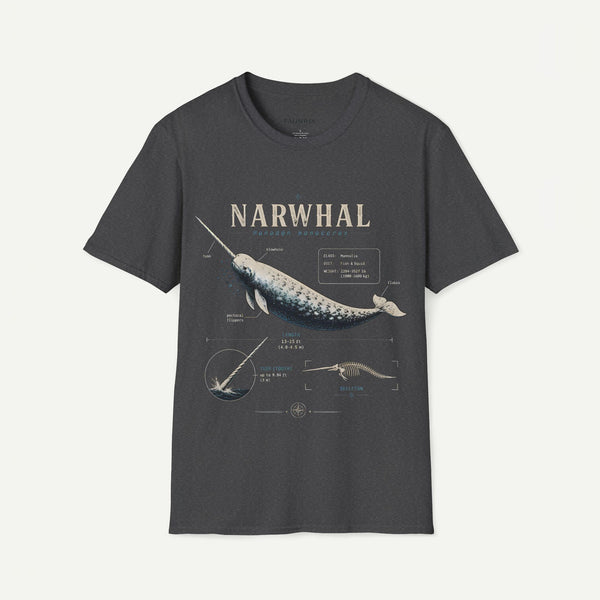 Narwhal Anatomy Diagram T-Shirt — Vintage Marine Mammal Graphic Tee