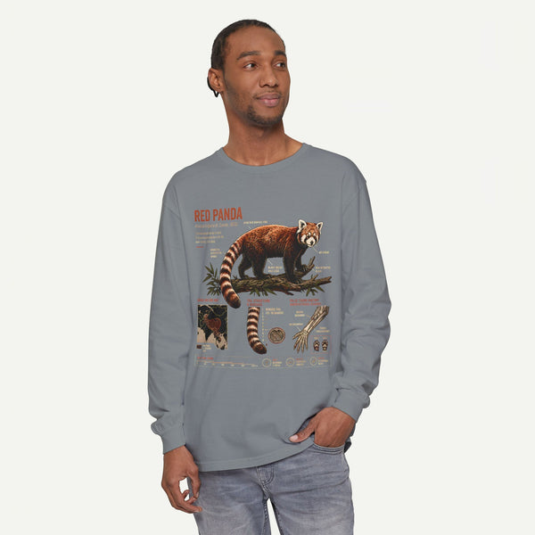 Red Panda Illustrated Long Sleeve Tee — Wildlife Field Guide Shirt