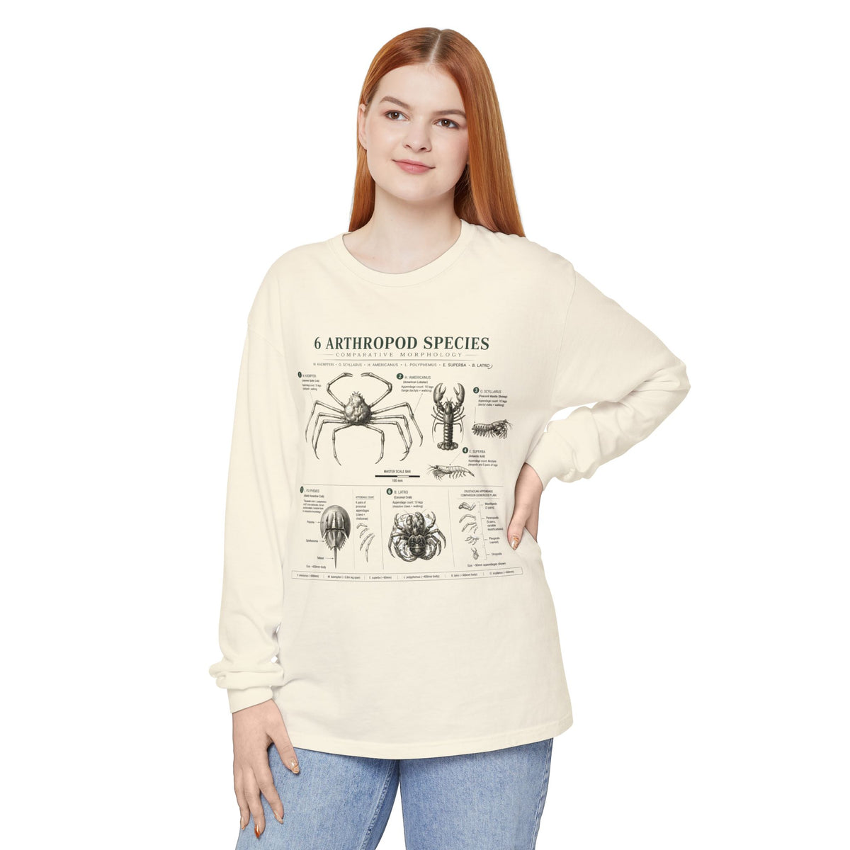 Arthropod Species Chart Long Sleeve Tee — Vintage Scientific Insect Diagram Shirt