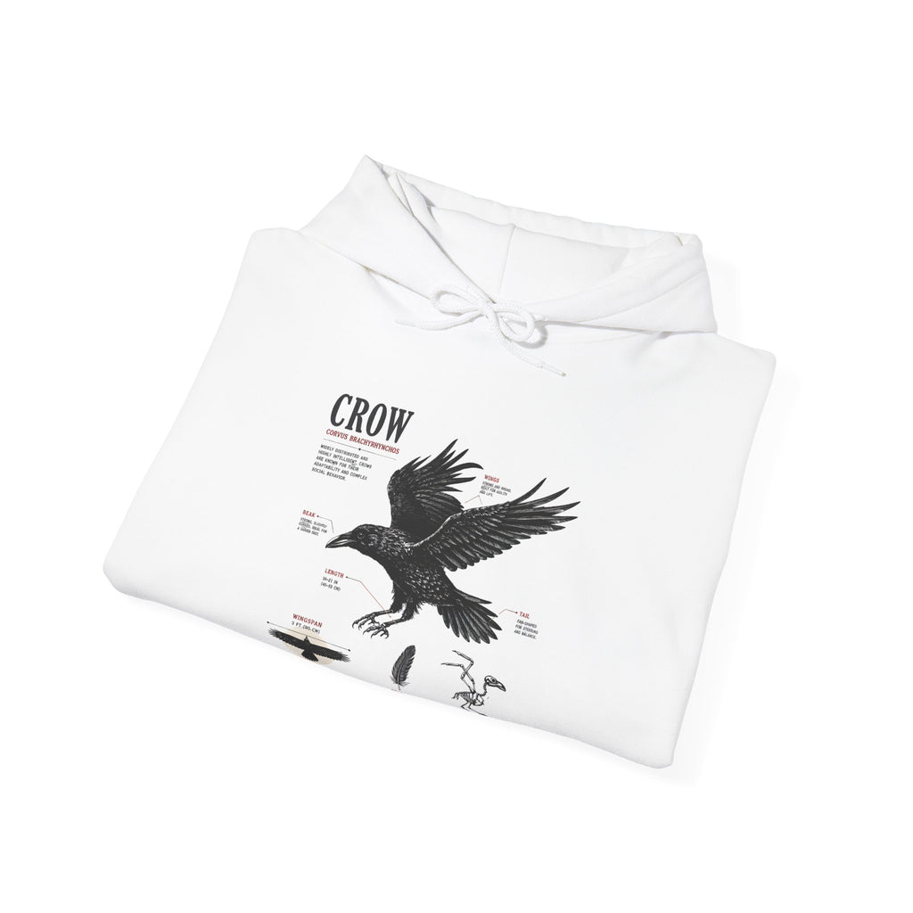 Crow Anatomy Hoodie — Vintage Raven Diagram Hooded Sweatshirt