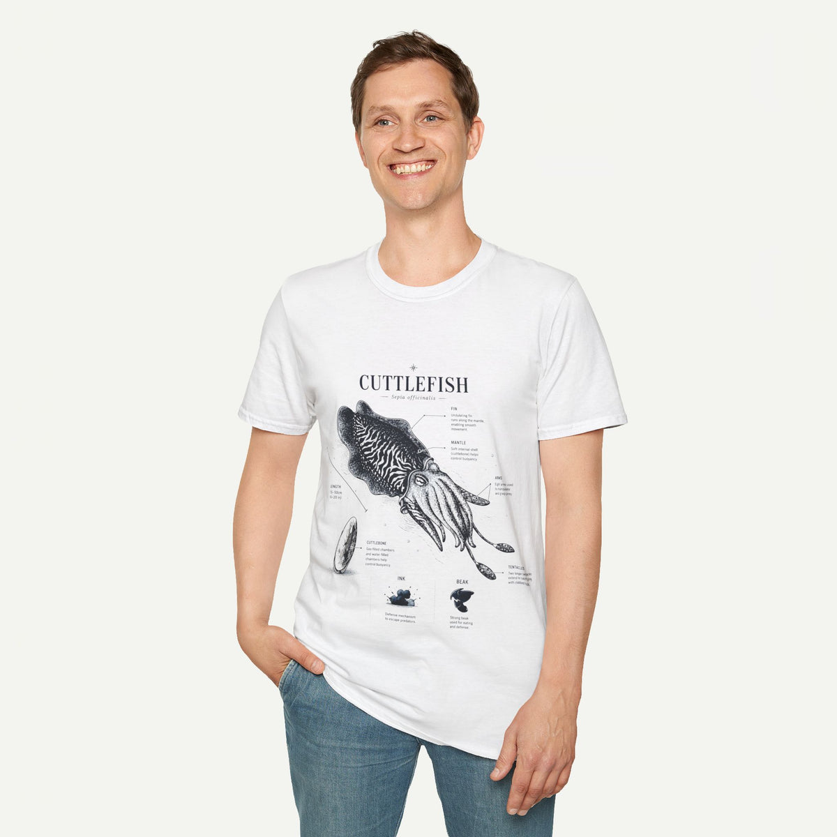 Cuttlefish Anatomy T-Shirt — Vintage Scientific Illustration Tee