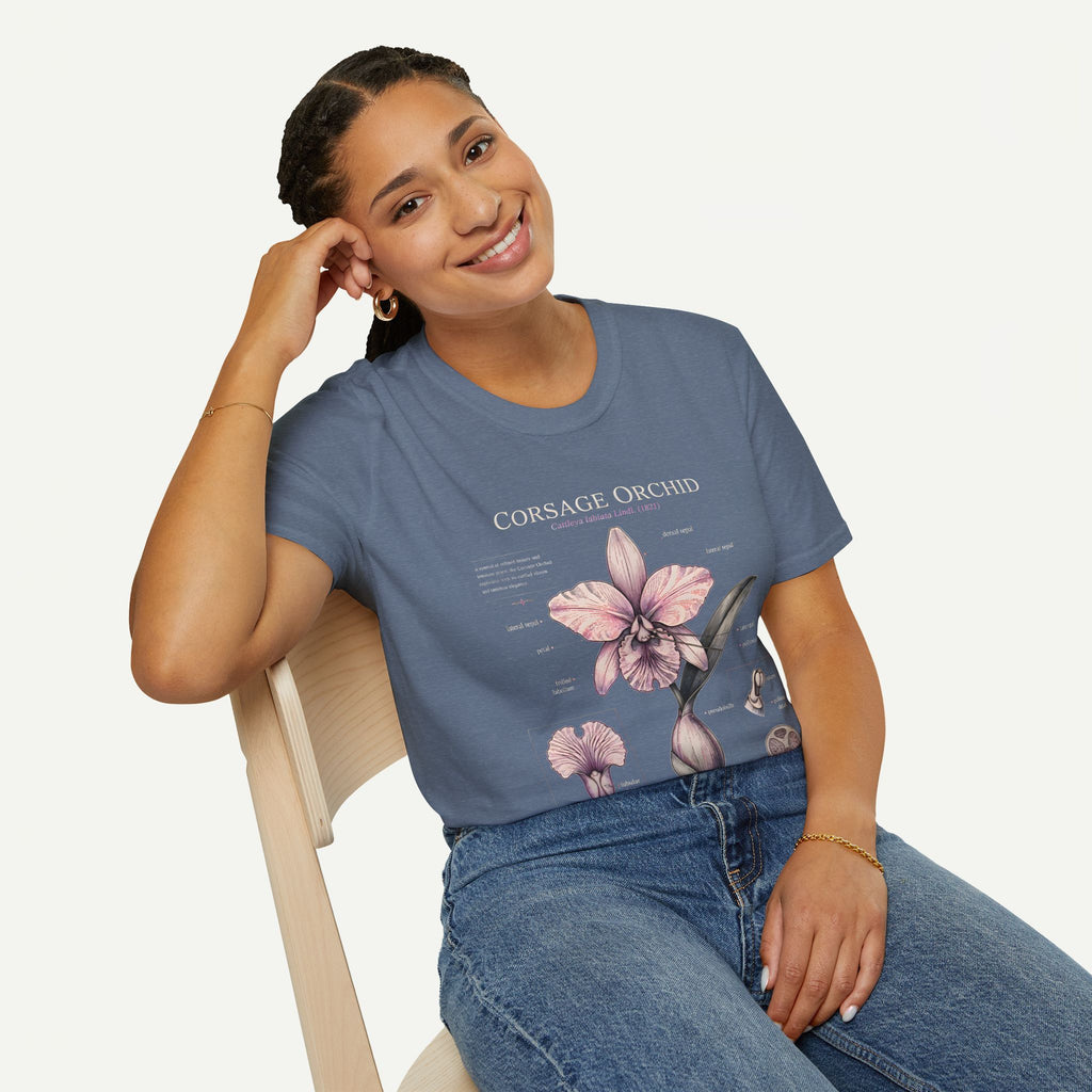 Corsage Orchid T-Shirt — Botanical Floral Diagram Tee