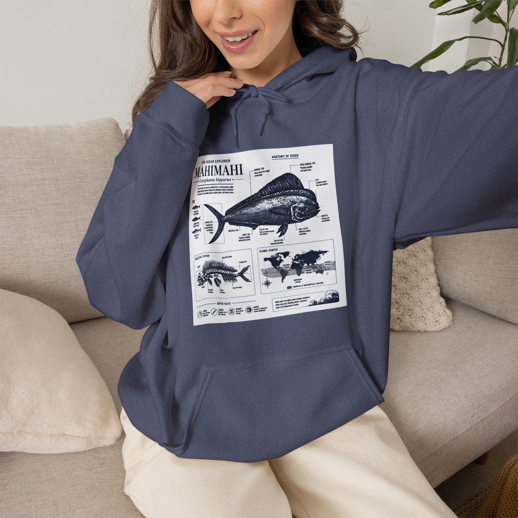 Mahi Mahi Fish Anatomy Hoodie — Illustrated Marine Biology Pullover