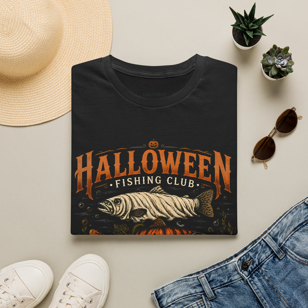 Halloween Trout Graphic T‑Shirt — Spooky Fish Pumpkin Design
