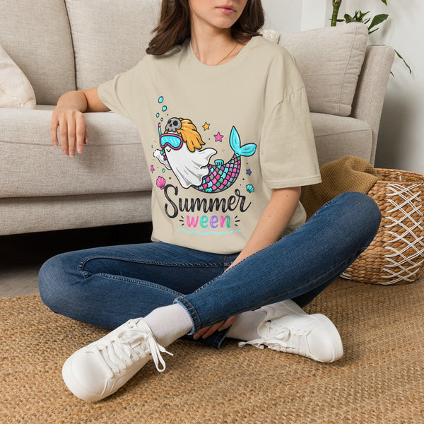 Mermaid Ghost Summerween T-Shirt — Cute Halloween Summer Mashup Tee