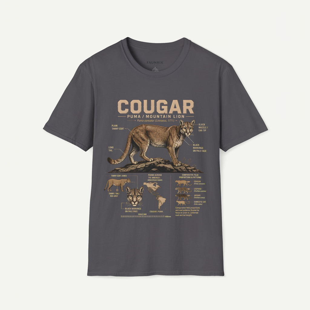 Cougar Puma Mountain Lion Anatomy Graphic T-Shirt