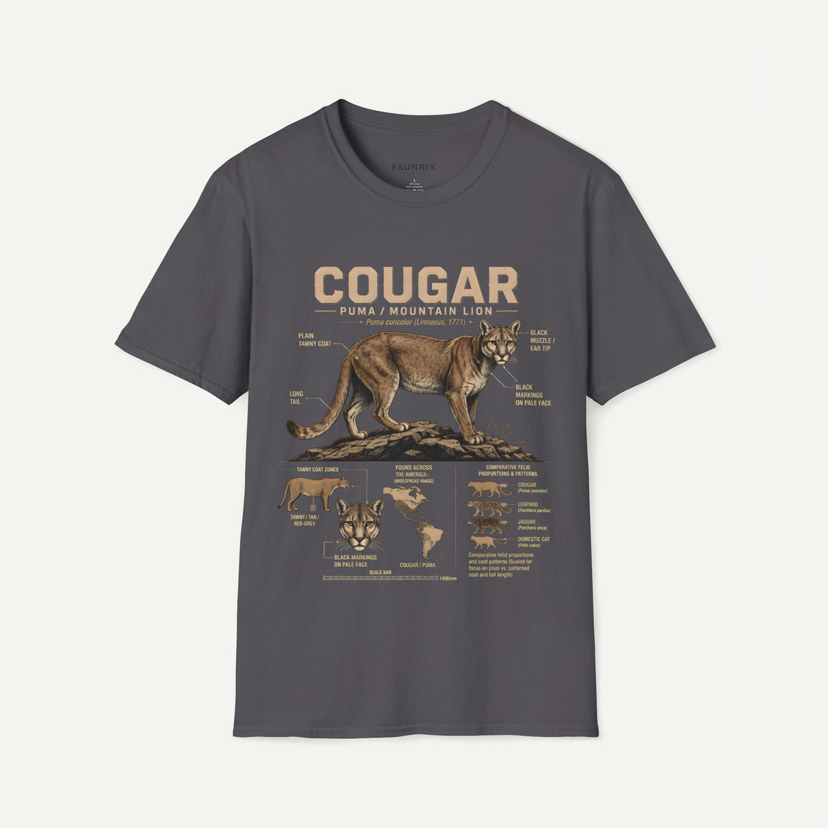 Cougar Puma Mountain Lion Anatomy Graphic T-Shirt