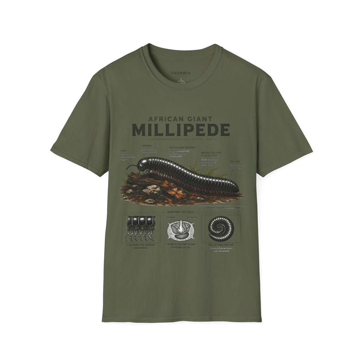 Millipede Anatomy T-Shirt — 'African Giant Millipede' Scientific Graphic Tee