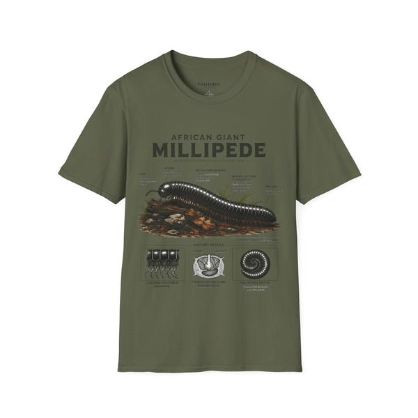 Millipede Anatomy T-Shirt — 'African Giant Millipede' Scientific Graphic Tee
