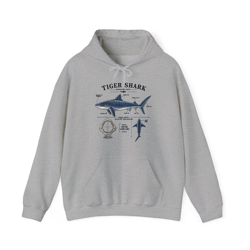 Tiger Shark Anatomy Hoodie — Nautical Science Graphic Pullover