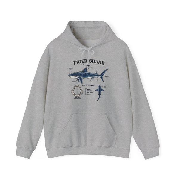 Tiger Shark Anatomy Hoodie — Nautical Science Graphic Pullover