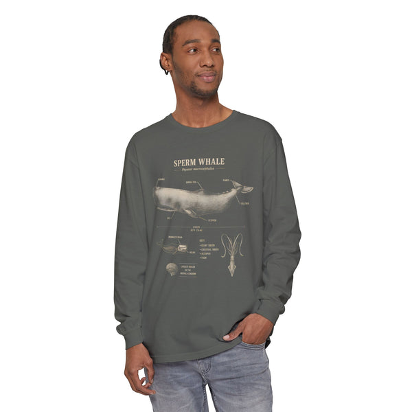 Sperm Whale Anatomy Long Sleeve Tee — Marine Life Graphic Shirt