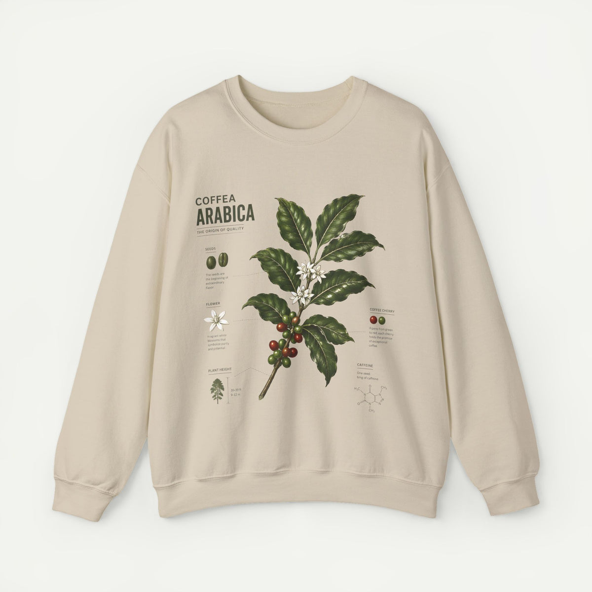 Coffee Arabica Botanical Print  Crewneck Sweatshirt