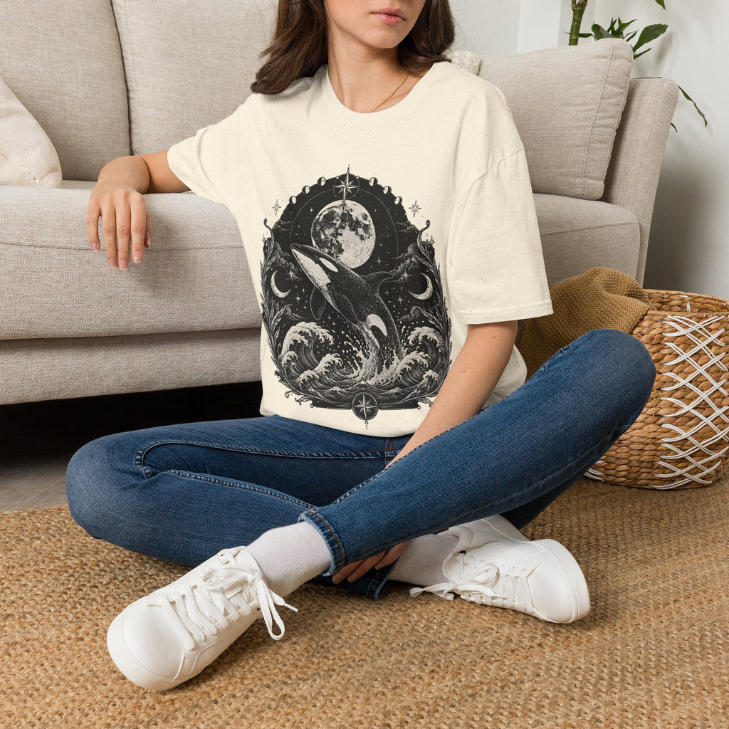 Orca Moon T-Shirt — Whale & Full Moon Illustration Tee