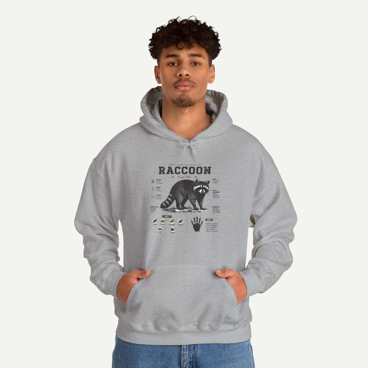 Raccoon Anatomy Hoodie — Vintage Wildlife Illustration Sweatshirt
