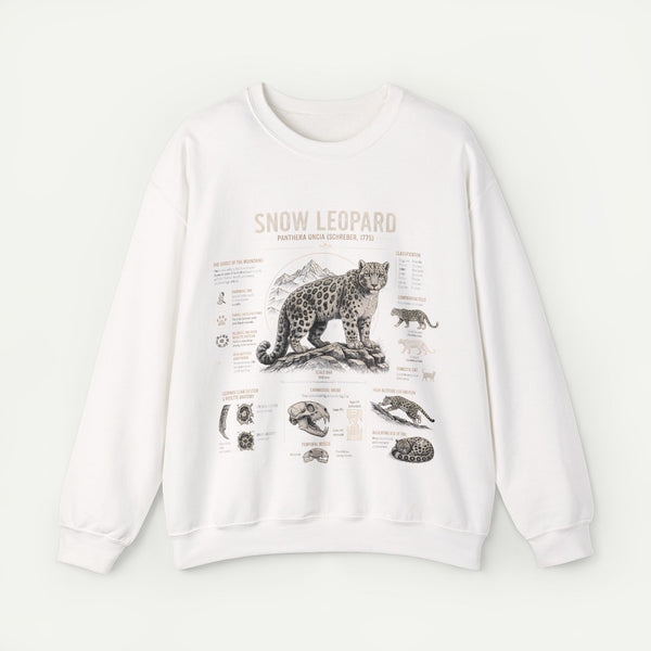 Snow Leopard Anatomy Sweatshirt — Vintage Wildlife Diagram Crewneck