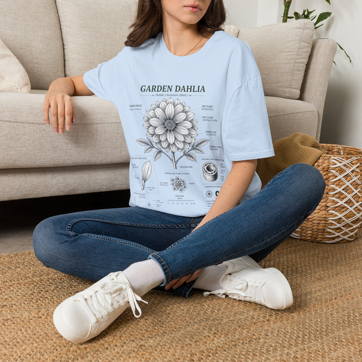 Dahlia Botanical Tee — 'Garden Dahlia' Floral Anatomy T-Shirt