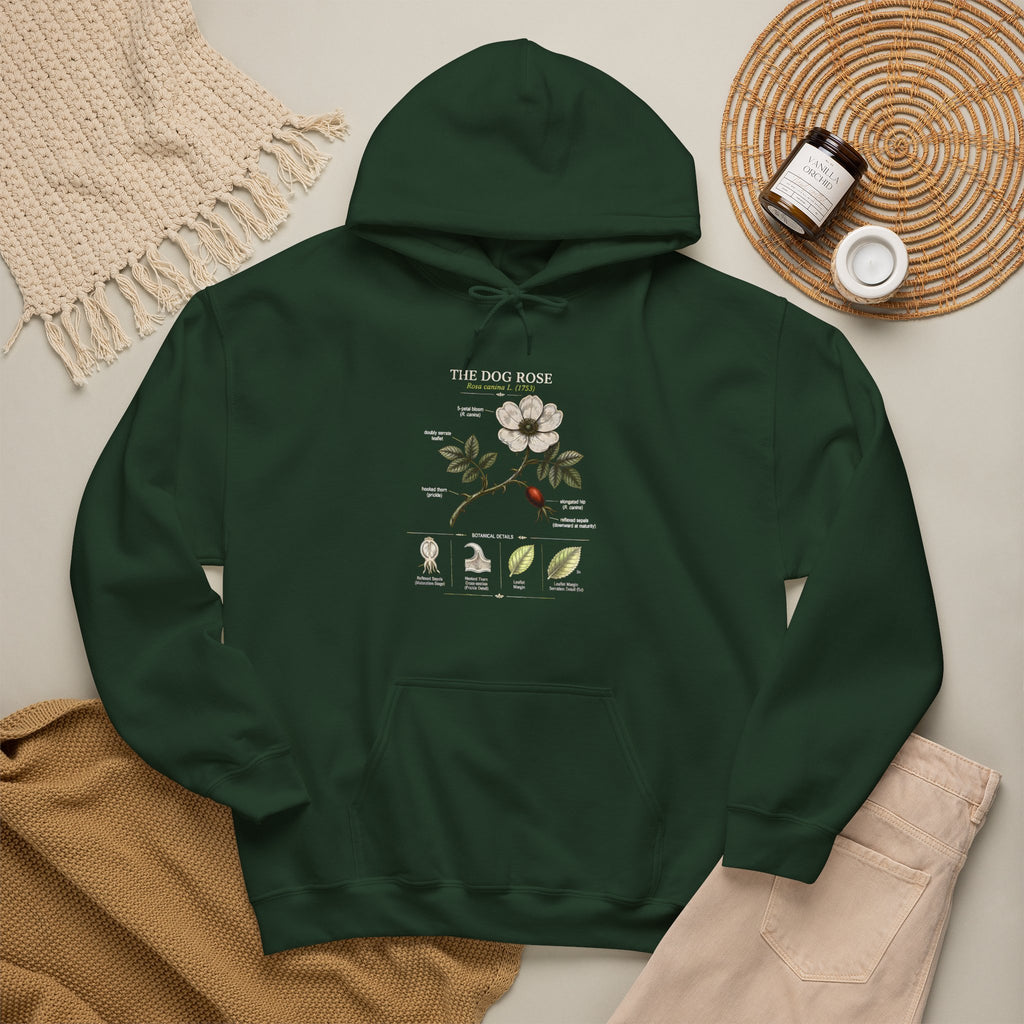 Floral Botanical Hoodie – White Dogwood Illustration with Text