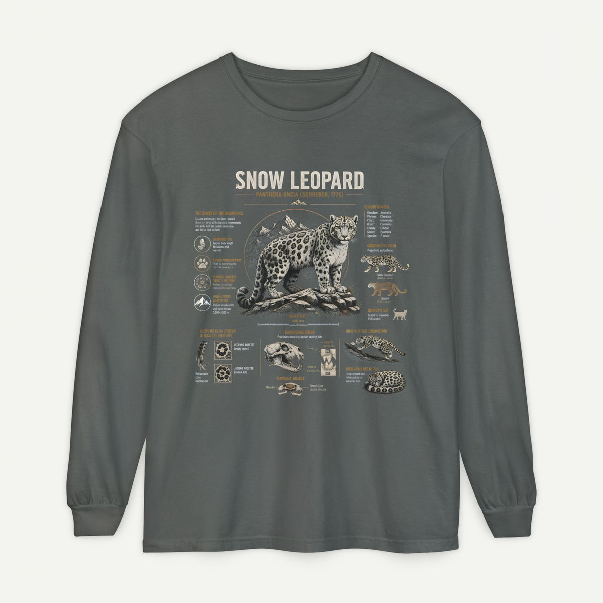 Snow Leopard Anatomy Long Sleeve Tee