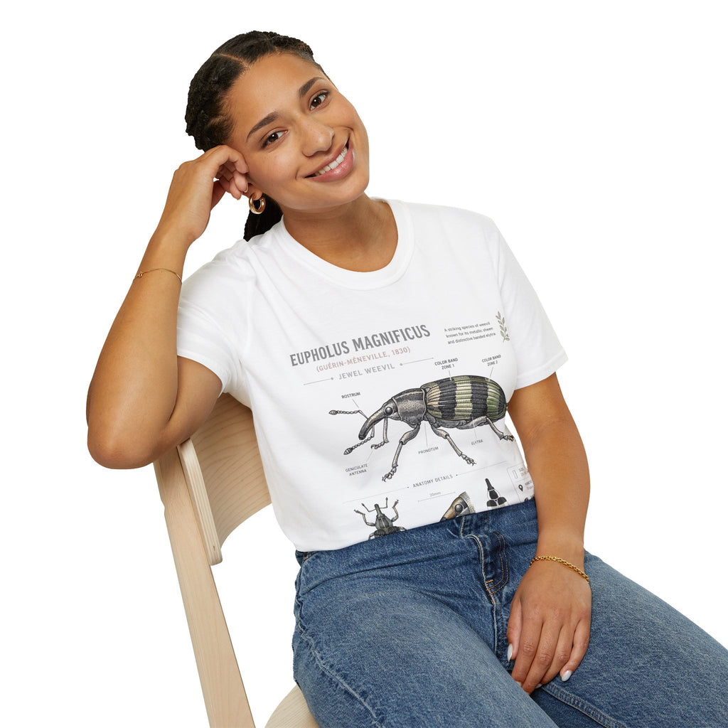 Vintage Botanical Beetle Anatomy T-Shirt — Eupholus Magnificus Illustration