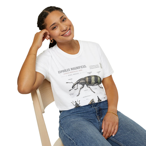 Vintage Botanical Beetle Anatomy T-Shirt — Eupholus Magnificus Illustration